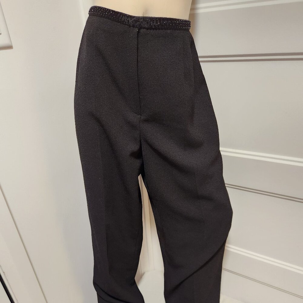 Harvé Bernard Evening Black Beaded Waist Dress Pants – Women’s Size 12